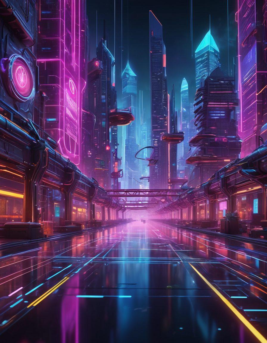 A digital landscape with interconnected insurance symbols like shields and dollar signs glowing in neon colors, overlaying a futuristic city skyline, signifying the intersection of technology and insurance. A compass at the forefront guiding the viewer through this digital maze, portraying expert navigation. The atmosphere is dynamic, with soft glowing lines representing data flow and insights. Cyberpunk style. Vibrant colors. 3D.